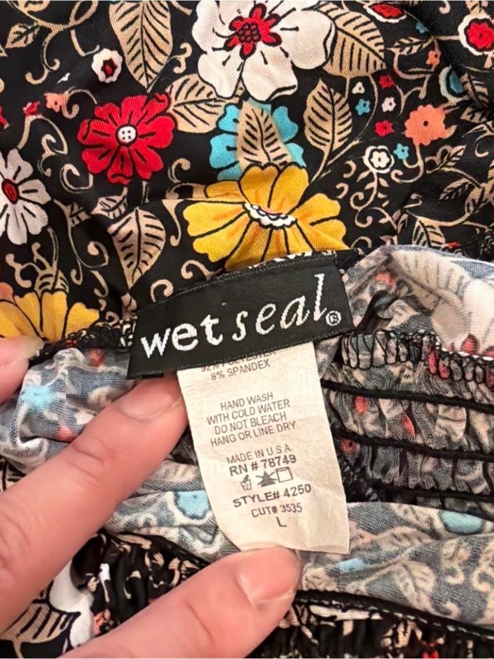 Wet Seal Black Halter-Back Floral Midi Dress with Multicolor Border - Picture 5 of 5